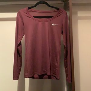 Maroon Nike Long Sleeve Crew Neck Shirt